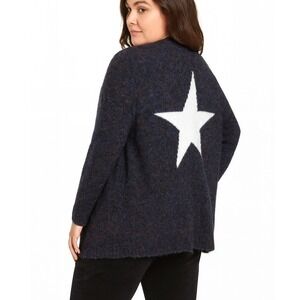 Promesa‎ Open Front Star Cardigan Navy Multi Knit Long Sleeve Sweater